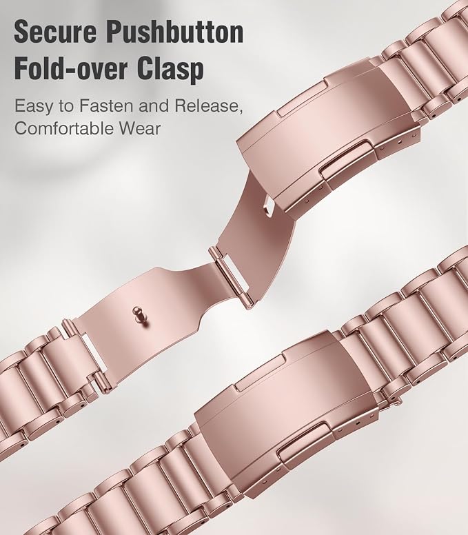 Upgraded Titanium Band Replacement Compatible with Apple Watch Band Ultra 3 Ultra 2/Ultra 49mm,iWatch Series 11/10 46mm,9/8/7 45mm,SE3/SE2/SE/6/5/4 44mm,3/2/1 42mm, Titanium Watch Band, Rose Gold