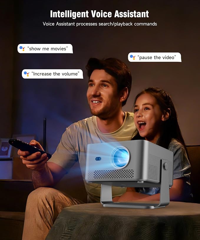 Magcubic 4K Smart Projector with WiFi and Bluetooth, 800 ANSI, TV Stick Built-in, Auto Focus & Keystone, Voice Control, 180° Rotatable Portable Movie Proyector for Home Theater Outdoor Bedroom