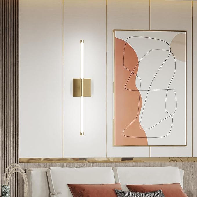 Tipace Modern Bathroom Light Fixtures,Hardwired Wall Sconces,360°Rotate,LED Brushed Brass Vanity Light Bar,5500K White Light Wall Wall Light Fixtures for Bathroom,Living Room,23.6 Inch
