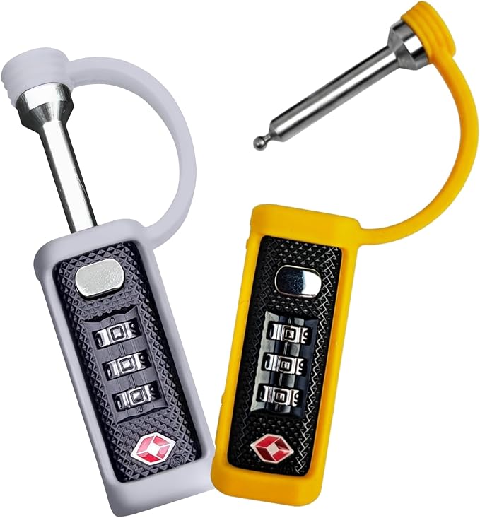 Cedar Mill TSA Approved Gun Case Lock Set White & Yellow – 3-Dial Cut-Resistant Combination Locks for Firearm Safety, Child-Safe Gun Locks for Rifle, Pistol & Travel Hard Cases