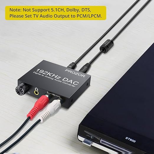 PROZOR 192KHz Digital to Analog Audio Converter Optical to RCA Adapter Upgrade Volume Adjustable DAC with Optical Cable, SPDIF TOSLINK to Stereo L/R & 3.5mm Jack Converters