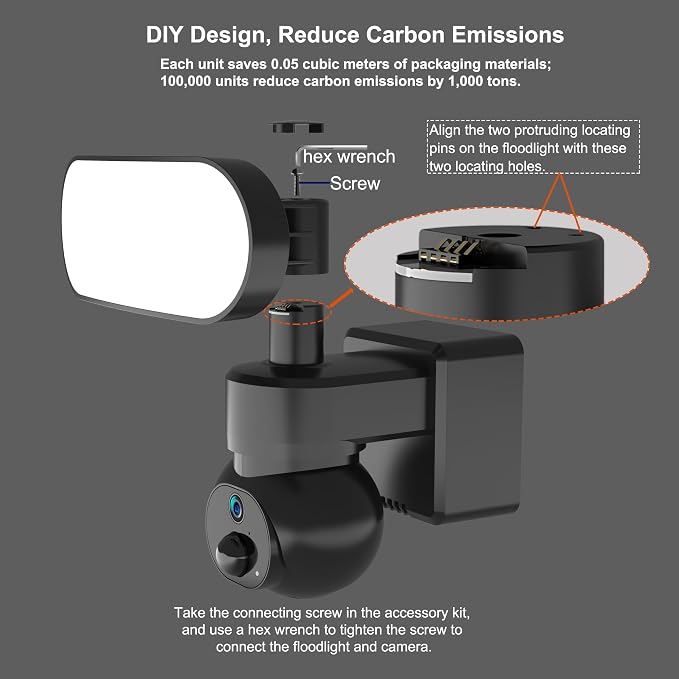 Floodlight Camera Solar Wireless, 360° PTZ Outdoor Security | 1500LM Light, Color Night Vision, 64GB SD, 2.4G WiFi, Solar/Battery, AI Human Detection, 2-Way Audio, Siren Alarm, IP65