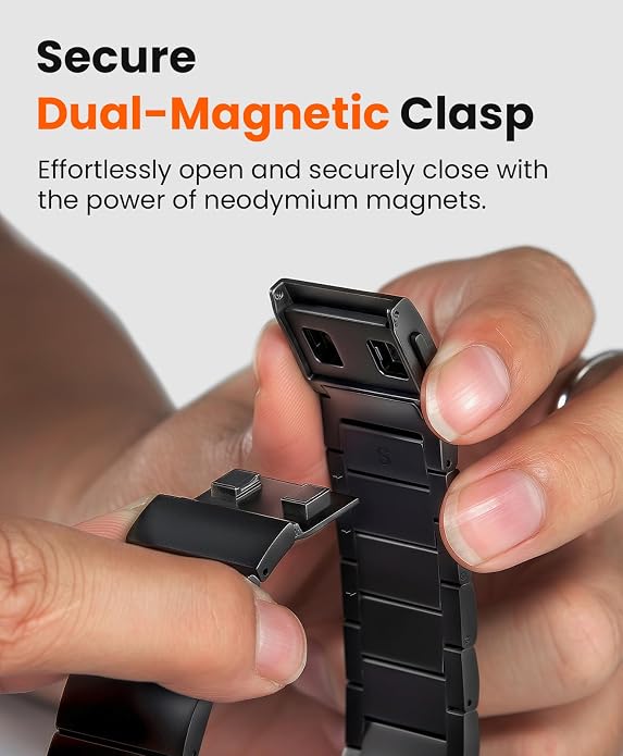 Grade 5 Titanium Band for Apple Watch Ultra 3/2/1 49mm & Series 11/10 46mm,Dual Magnetic Clasp with Adjustable Small Link,Scratch Resistant & Premium Color Matched Metal Band for Men,CRNS02