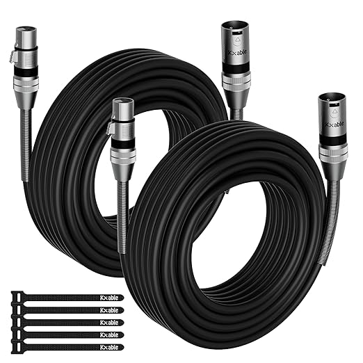 2-Pack DMX Stage Lighting Cable 15FT, 3 Pin XLR Male to Female Cable, Compatible with XLR Microphone Audio Connection, for DJ Moving Head Par Light Mic Mixer, Podcast, 22AWG OFC, 110 Ohms Impedance
