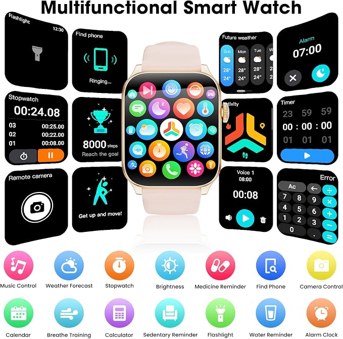 Smart Watches for Men Women, 1.91" HD Curve Screen Smartwatch (Answer/Make Call), Activity Fitness Tracker with Heart Rate Sleep Monitor Pedometer, 100+ Sport Modes, Smart Watch for Android iPhone