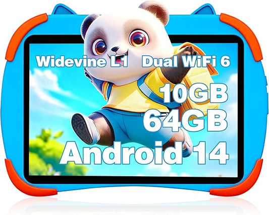 2026 Upgraded 10inch Kids Tablet, Octa-core CPU, Support Face Unlocked, 10GB+64GB+1TB Expand Tablets for Kids with Kids Space, Parental Control, 6000mAh Big Battery, Touchscreen Display Tableta,Blue