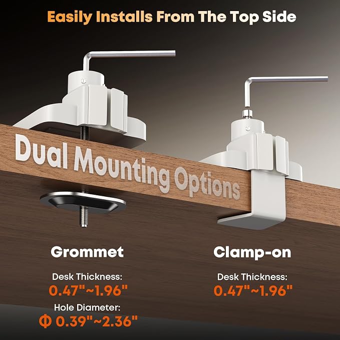 PUTORSEN 17-49”Premium Aluminum Heavy Duty Dual Monitor Arm for Ultrawide Screens up to 44lbs, Vertical Stacked Dual Monitor Desk Mount, Full Motion Dual Vertical Monitor Mount, VESA 75/100, White