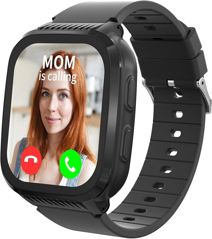 4G Kids Smart Watch Boys with GPS Tracker & Call Phone, Smart Watch for Kids Age 5-12 with SOS Calling, School Mode Parental Controls 12/24 Hr Text Message HD Video Call Voice Chat (Black)