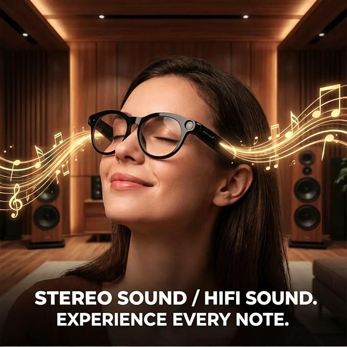 AI Smart Glasses with Camera, 8MP HD Bluetooth Camera Glasses,1080P Video Recording,Real Time Translation Sunglasses,AI Assistant,Object Recognition,Open-Ear Music for Travel, Meetings Vlog