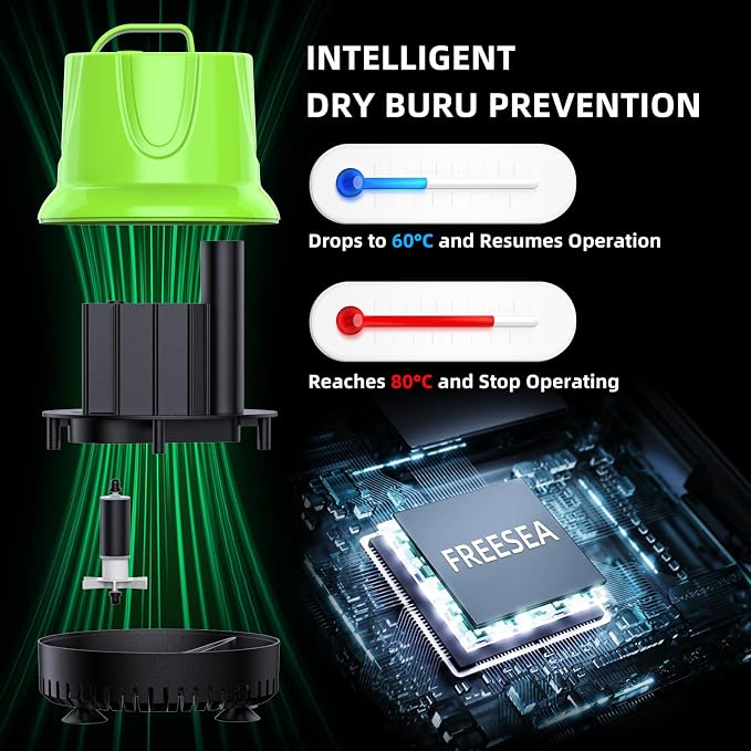 FREESEA Automatic Fish Feeder with Submersible Water Pump 660GPH 40W Fountain Pump