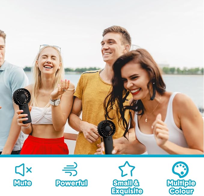 Rossesay 12 Pcs Mini Portable Fan Handheld Battery Operated Portable Small Personal Fans for Summer Beach Indoor Outdoor Travel Cooling Gift (Black)