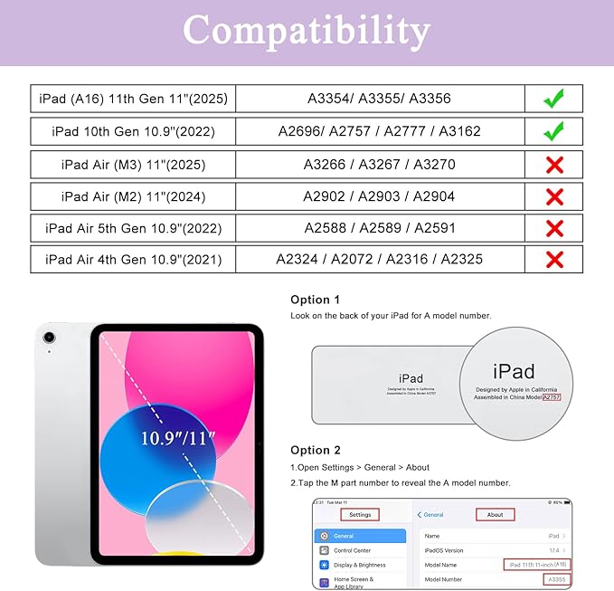 Soke for iPad (A16) 11th/10th Generation Case with Keyboard(2025/2022)-7 Color Backlight Wireless Detachable Folio Keyboard Cover with Built-in Pencil Holder for iPad 11/10.9 inch, Lilac