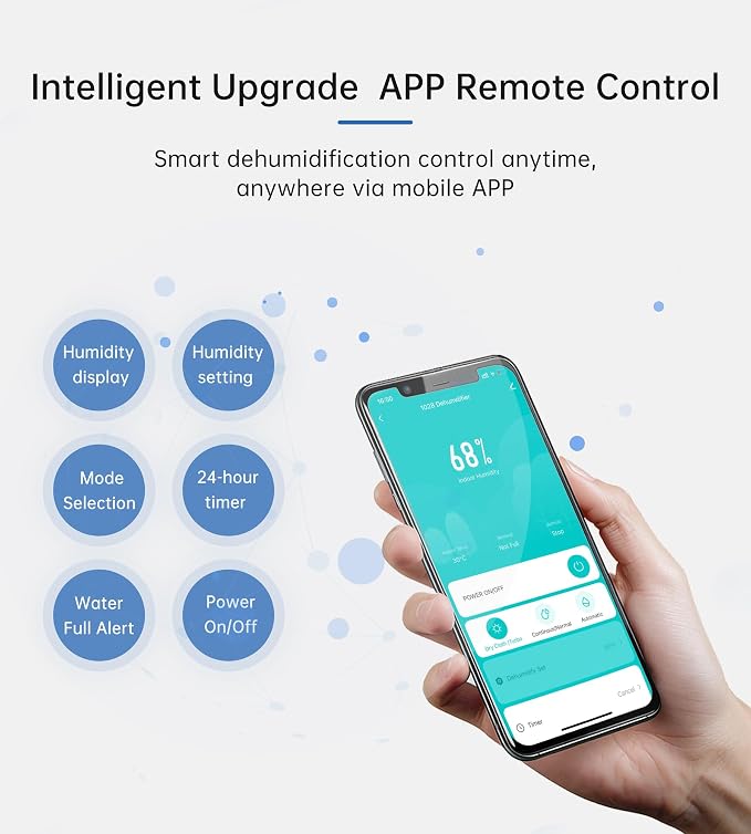 1500 Sq. Ft Dehumidifiers for Home, 30 Pints dehumidifier for Basement with drain hose,Smart APP control, 1.6L Tank,24H Timer,Intelligent Humidity Control,Ideal for Bedroom,Bathroom