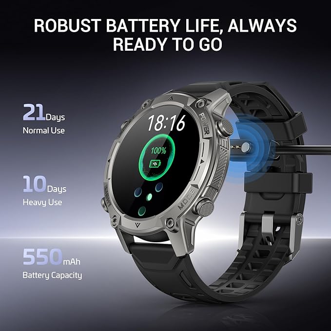 2026 Smart Watch for Men, Standalone GPS & Offline Maps, 5ATM Waterproof, 1.43" AMOLED, 4GB RAM, 178 Sports Modes, Compass, Heart Rate/SpO2/Stress/All-Day Sleep Monitor, Compatible Android iOS Black