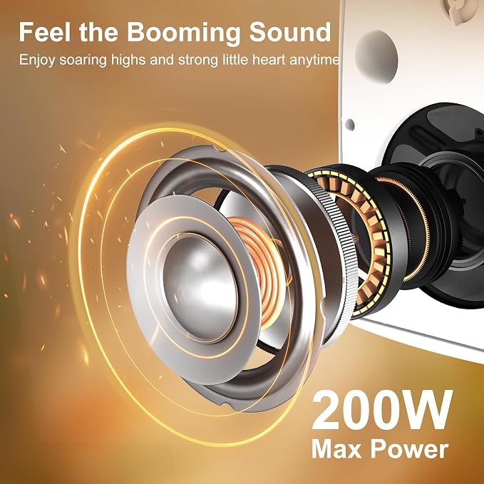 STUDIOFINIX 6.5-Inch 400W Outdoor Bluetooth Speakers Waterproof Wired, Wall-Mount Waterproof Speaker System for Patio, Home, Poolside, Deck, Backyard (Pair,White)