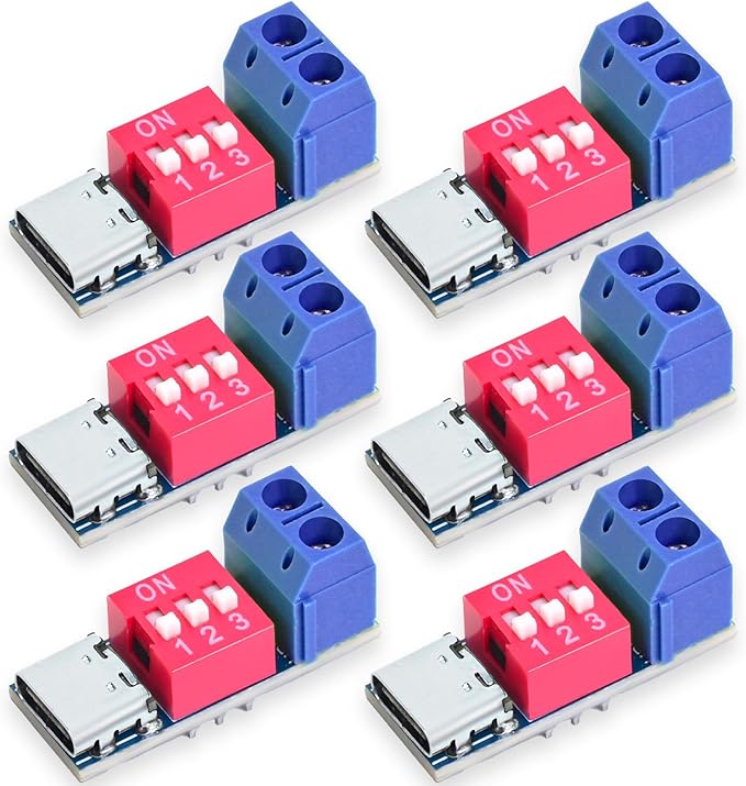 USB-C PD Trigger Module, PD/QC Fast Charge Decoy Board, USB Type-C to 5V/9V/12V/20V High-Speed Charging Power Delivery Boost Converter (6PCS)