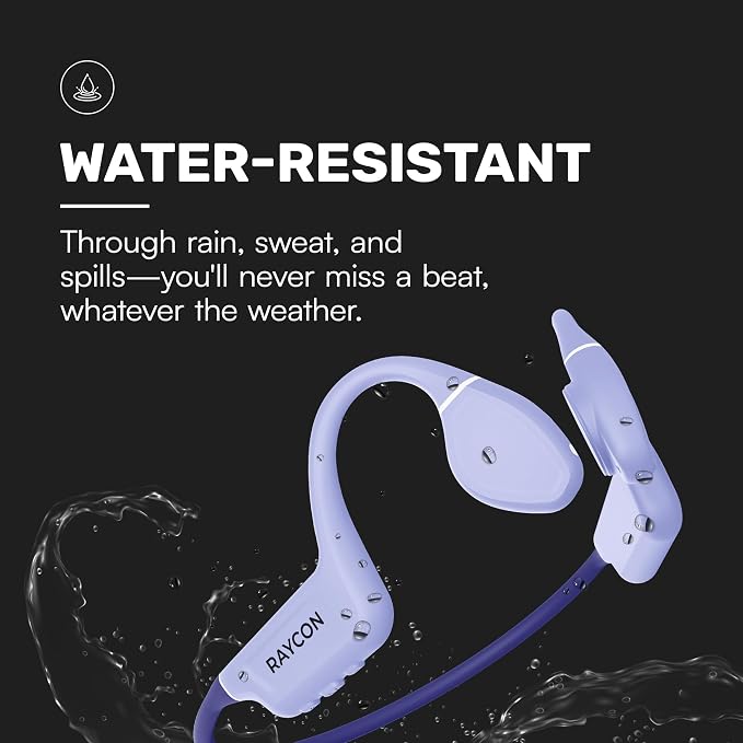 Raycon Bone Conduction Headphones Bluetooth - Open Ear Running Headphones, Sweat & Water-Resistant Earbuds with Mic for Sports & Workouts, 13hr Playtime (Purple)