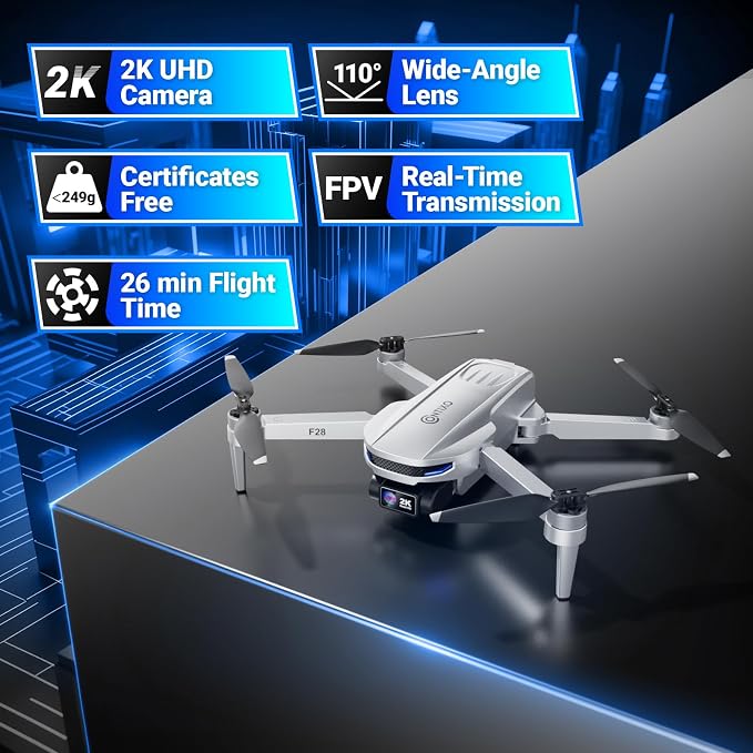 Contixo F28 GPS Drone with Camera for Adults Beginners, Foldable FPV Drone with Auto Follow, One Key Return, Waypoint Flight, Selfie Mode, 23 Min Flight Time, Carrying Case, No FAA Registration