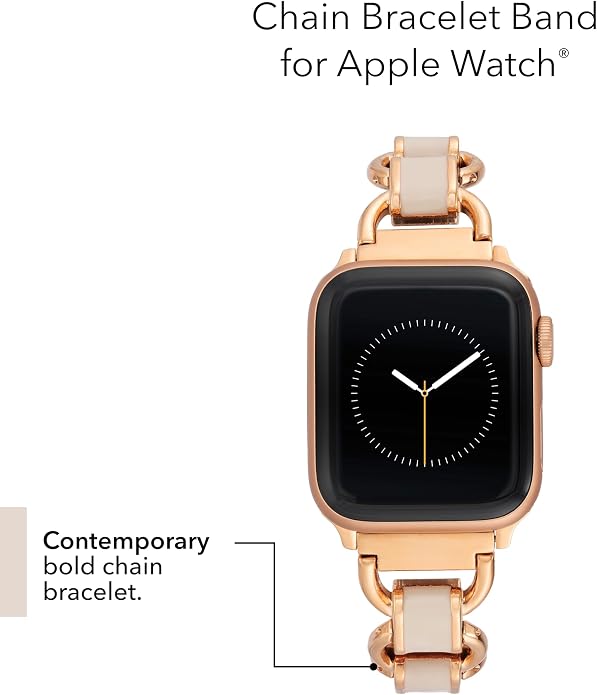 Anne Klein Fashion Chain Bracelet for Apple Watch, Secure, Adjustable, Apple Watch Replacement Band, Fits Most Wrists