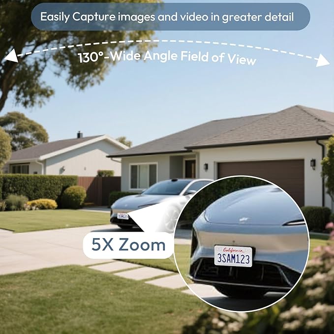 2.4G/5G WiFi Camera for Home Security with Double Solar Panels, 2K Solar Security Camera Wireless Outdoor, Color Night Vision, 2-Way Talk, Spotlight, Siren,IP66, Cloud/SD, AI Detection, Works w/Alexa