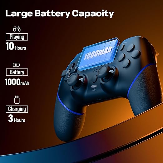 CHEREEKI Wireless Controller for PS4 with Hall Effect Joystick 2 Macro Buttons Vibration Feedback Motion Sensor 1000 mAh Battery Touchpad 3.5mm Headphone Jack Black
