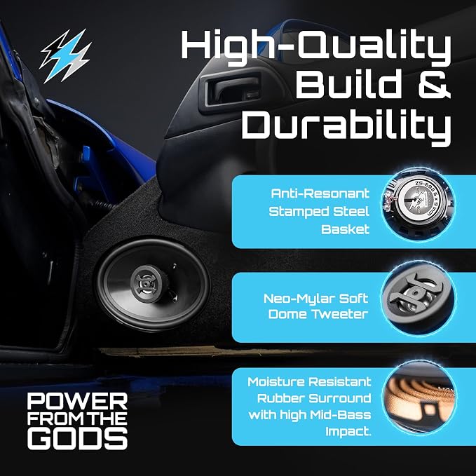 Hifonics Zeus ZS-693, 800 Watt 6 x 9 Inch 3 Way Car Audio Coaxial Speakers, 2 Pairs, Black