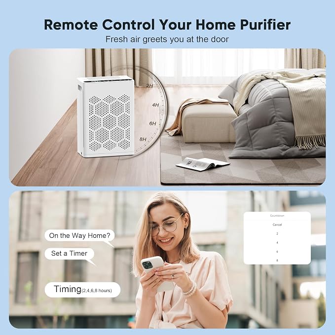 DAYETTE Air Purifiers for Home Large Room Up to 1800 Ft² with Fragrance, Smart WiFi Alexa Control,Auto Mode, HEPA 14 Air Purifier with Washable Prefilter for Bedroom, Dorm Room, Pets, Office
