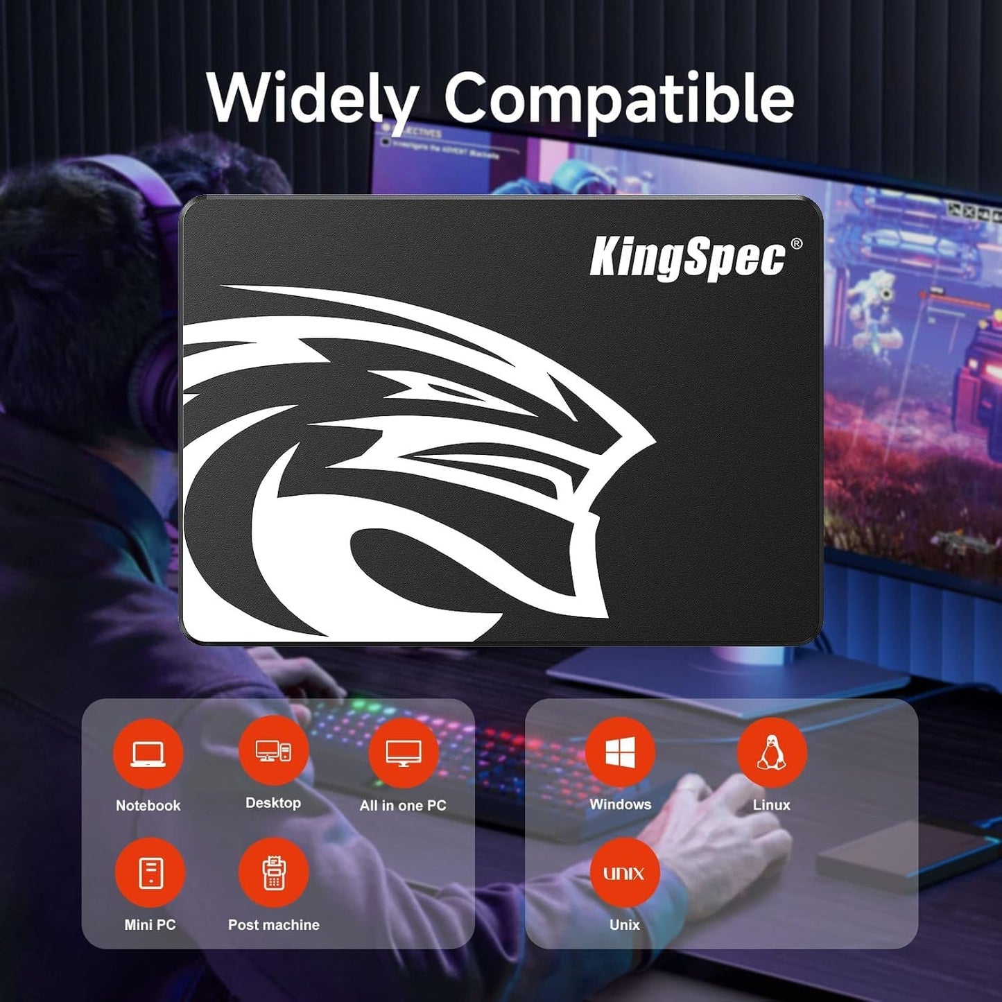 KingSpec 8TB 2.5 SSD SATA III Internal - 550MB/s Read, 520MB/s Write with 3D NAND Flash, for Laptop & Desktop PC Upgrade