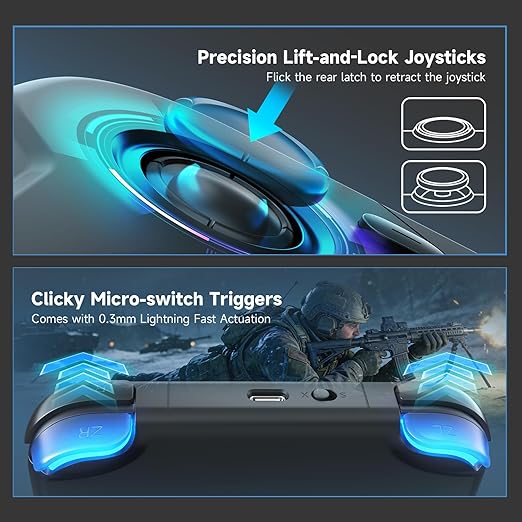 AceGamer 2 Pack Wireless Pocket Controller for Nintendo Switch/Switch 2/Android/iOS/PC/Steamdeck, Joystick Lift and Down Design, Bluetooth Gamepad with 6-axis Gyroscope/Turbo/Vibration/ 1000Hz