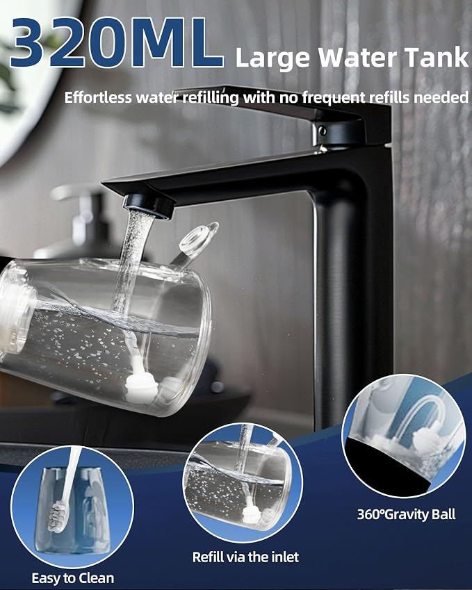Water Flosser and Electric Toothbrush Combo,2-1 Oral Clean Kit, 5-Speed Sonic Electric Toothbrush & 4-Speed Portable Water Flosser to Clean Teeth and Protect Gum Health, IPX7 (Black-Set)