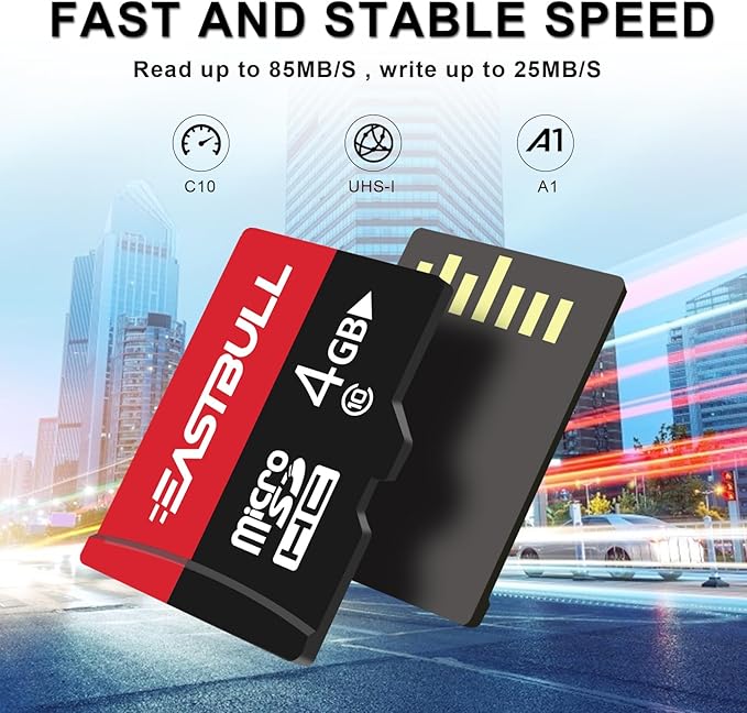 EASTBULL 4GB 5-Pack of Micro SD Cards, 4GB SD Cards Pack Full HD Video 90MB/s UHS-I U1 Micro SDHC Class 10 for Surveillance Security Cam (5 Units and 2 Adapters)