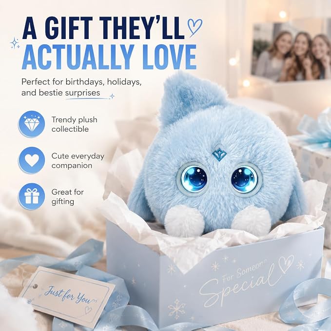 AI Plush Companion, GPT-Powered Voice Chat Stuffed Toy with Conversation Memory, Expressive LED Eyes and Touch Response, Cute Stuffies Interactive AI Toys Gift for Teens