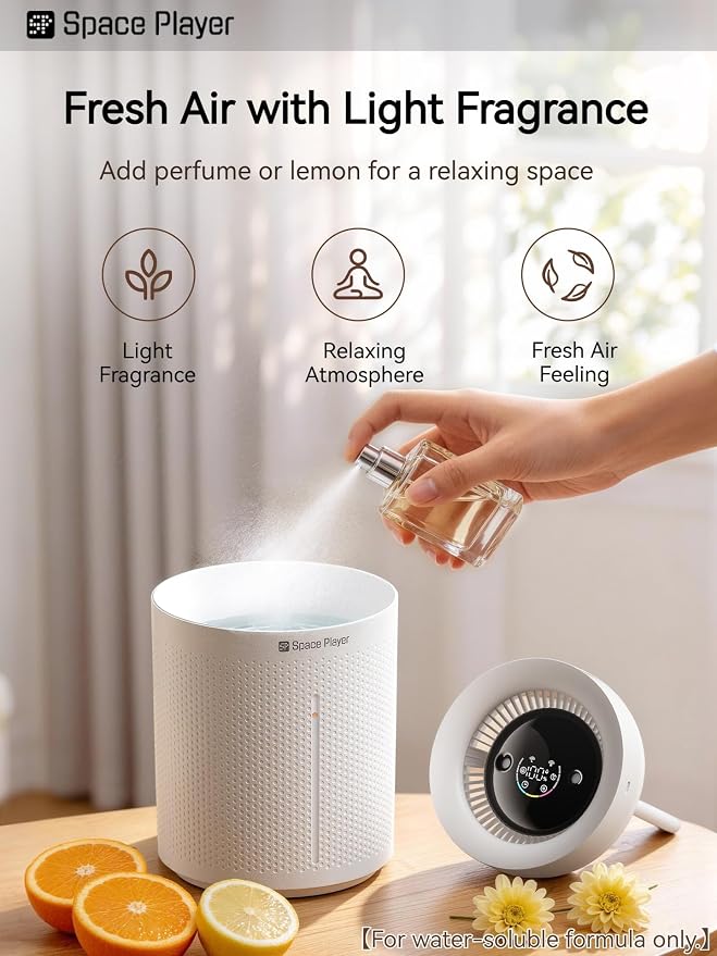 SP SpacePlayer Cool Mist Humidifier for Bedroom, 3L Top Fill Ultrasonic, 4000mAh Cordless Portable Humidifier, Quiet 23dB, Auto Shut-Off, Timer, Easy Clean, for Baby Nursery, Plants, Home Office