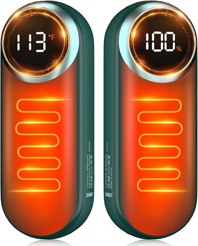 Rechargeable Hand Warmers 2 Pack - Magnetic AI Electric Hot Hands with LED Light, 3 Heat Settings Double Sided, 15H Battery Life, Portable Electric Heater for Outdoor，Hunting Camping ， Christmas Gifts