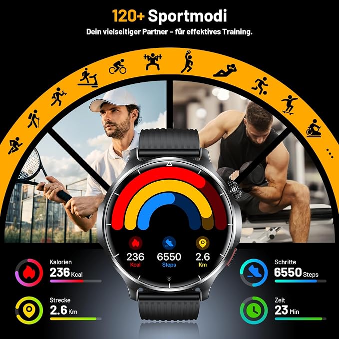 Smart Watch for Men, 1.52" HD Fitness Tracker with Blood Pressure SpO2 Heart Rate Sleep Monitor, 110 Sports Modes, 1000mAh Battery Watches for Men Compatible with Android iPhone