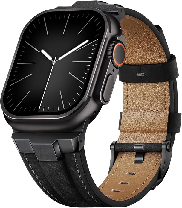 Suitisbest Leather Band Compatible for Apple Watch Ultra Band 49mm 46mm 45mm 44mm 42mm 41mm 40mm, Genuine Leather Replacement Strap for iWatch series 11 10 9 8 7 6 5 4 3 2 1, SE 3 2 1, Ultra 3 2 1