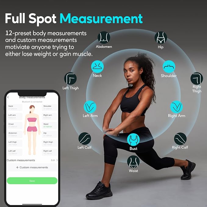 arboleaf Smart Bluetooth Bathroom Weight Scale+Smart Body Tape Measure with App