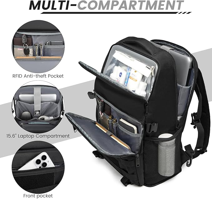 RUCYEN Lunch Backpack, Insulated Cooler Backpack Removable Lunch Box for Men Women, 15.6 Inches RFID Blocking Laptop Backpack Lunch Bag for Work Travel Black