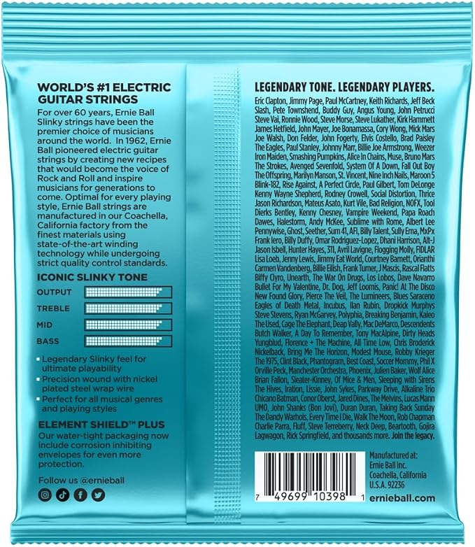 Ernie Ball Mighty Slinky Nickel Wound Electric Guitar Strings, 8.5-40 Gauge (P02228)