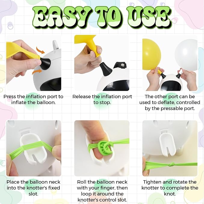 Togvu Balloon Pump Electric, Portable Balloons Inflator Air Pump with 2 Nozzles, Small Balloon Blower Machine 600W for Latex Garland Arch and Foil Balloons