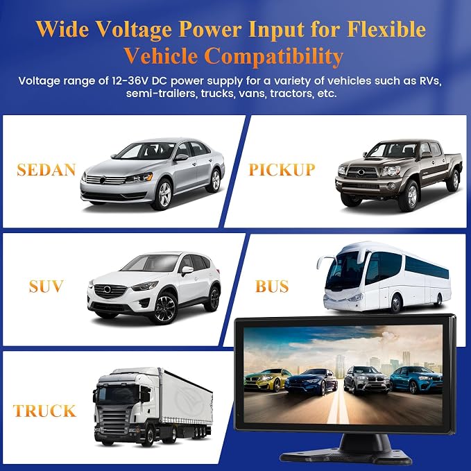 Inefala 4K RV Backup Camera System with Wireless CarPlay Android Auto, 10.36" Quad Split Touch Screen Monitor with 4 AHD Rear View Camera, DVR Loop Recording IP68 Waterproof Night Vision