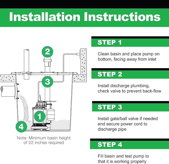 WAYNE CDU790-1/3 HP Submersible Cast Iron and Stainless Steel Sump Pump with Integrated Vertical Float Switch - Up to 4,600 Gallons Per Hour - Heavy Duty Basement Sump Pump, Black