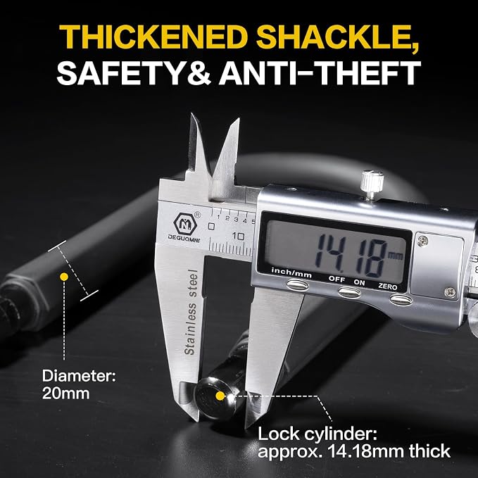 Bike U Lock with 5ft Security Steel Cable,Heavy Duty Anti Theft Bike U Lock,20mm Shackle, with Mounting Bracket, 3Keys,Lock for Door Gate Motorcycle Scooter