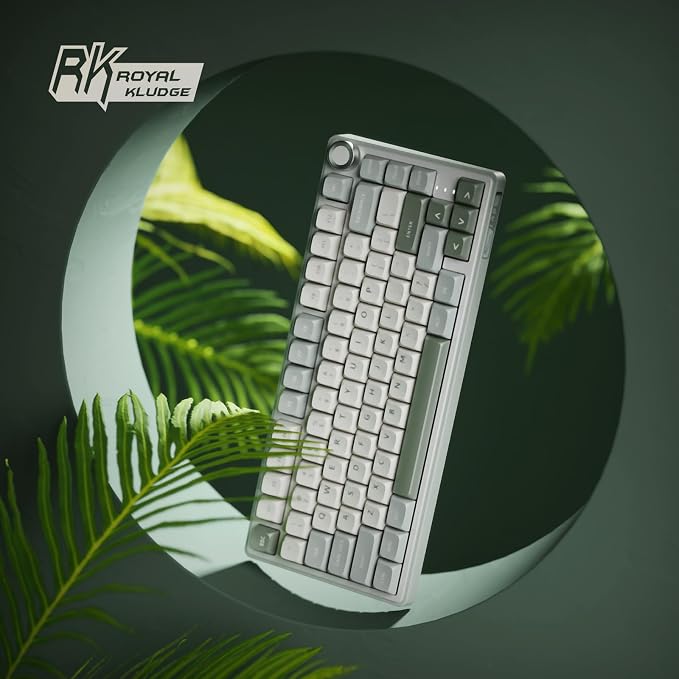 RK ROYAL KLUDGE R75 Mechanical Keyboard Wired with Volume Knob, 75% Keyboard Gasket Mounted, RGB Backlit, Creamy Keyboard with MDA Profile, PBT Keycaps, Hot Swappable Pre-lubed Tactile Switch