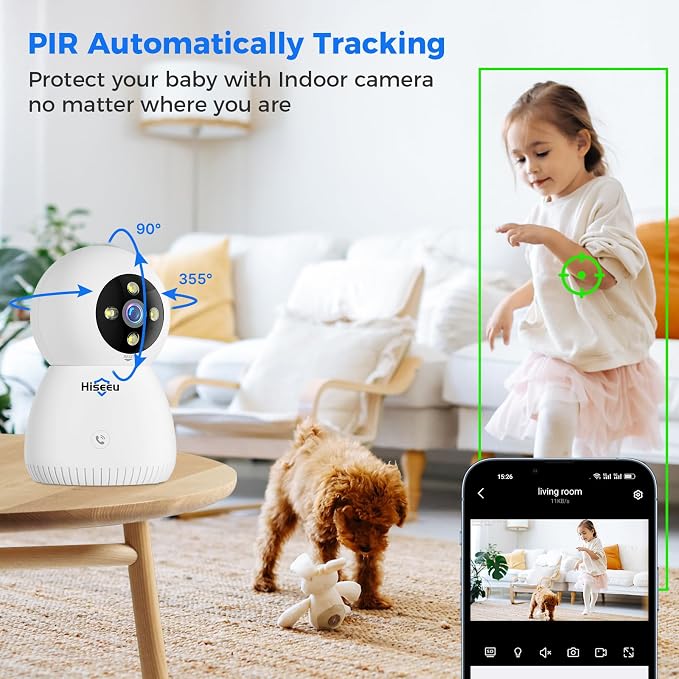 Hiseeu Security Camera, 5MP Wireless Pet Camera Baby Monitor