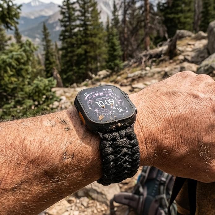 Tefeca Titan Series Paracord Band Compatible with Apple Watch Ultra 2/49mm, Series 10/46mm, 9/8/7/45mm, SE2/SE/6/5/4/44mm, and 3/2/1/42mm