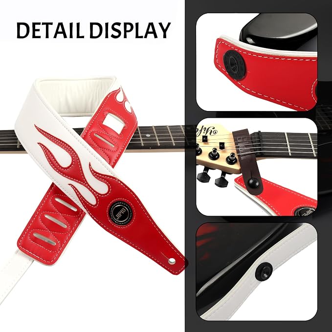 Handmade Retro Embossed Guitar Strap Super Soft Cowhide Leather Belt for Electric Acoustic Guitar Bass Guitarra Gig
