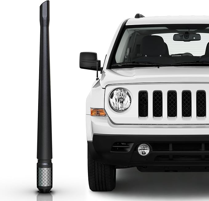 TEKK Carbon Fiber Short Antenna Compatible with Jeep Patriot 2007-2017/7.9 Inches Premium Flexible Rubber/Designed for Enhance FM/AM Radio Signal Reception