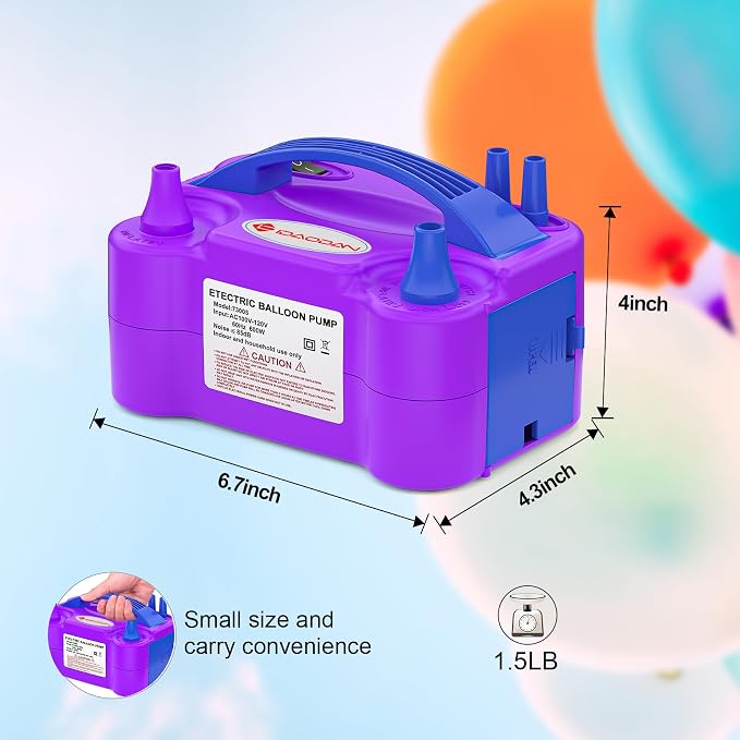 IDAODAN Electric Balloon Pump, Portable Electric Balloon Blower Machine Inflator Air Pump for Party Decorations