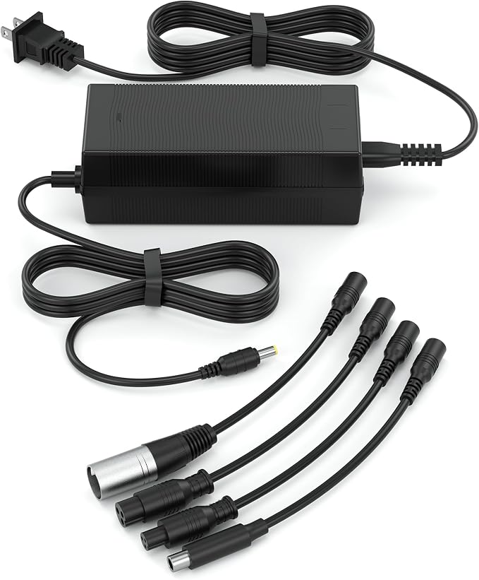 VHBW 54.6V 2A Charger Compatible with Ride1Up Portola, Turris, Cafe Cruiser, 700 Series, LMT'D V1 V2, Core-5 and 500 Series, ETL Listed, 5 Connector Tips, 8.2 FT Cord